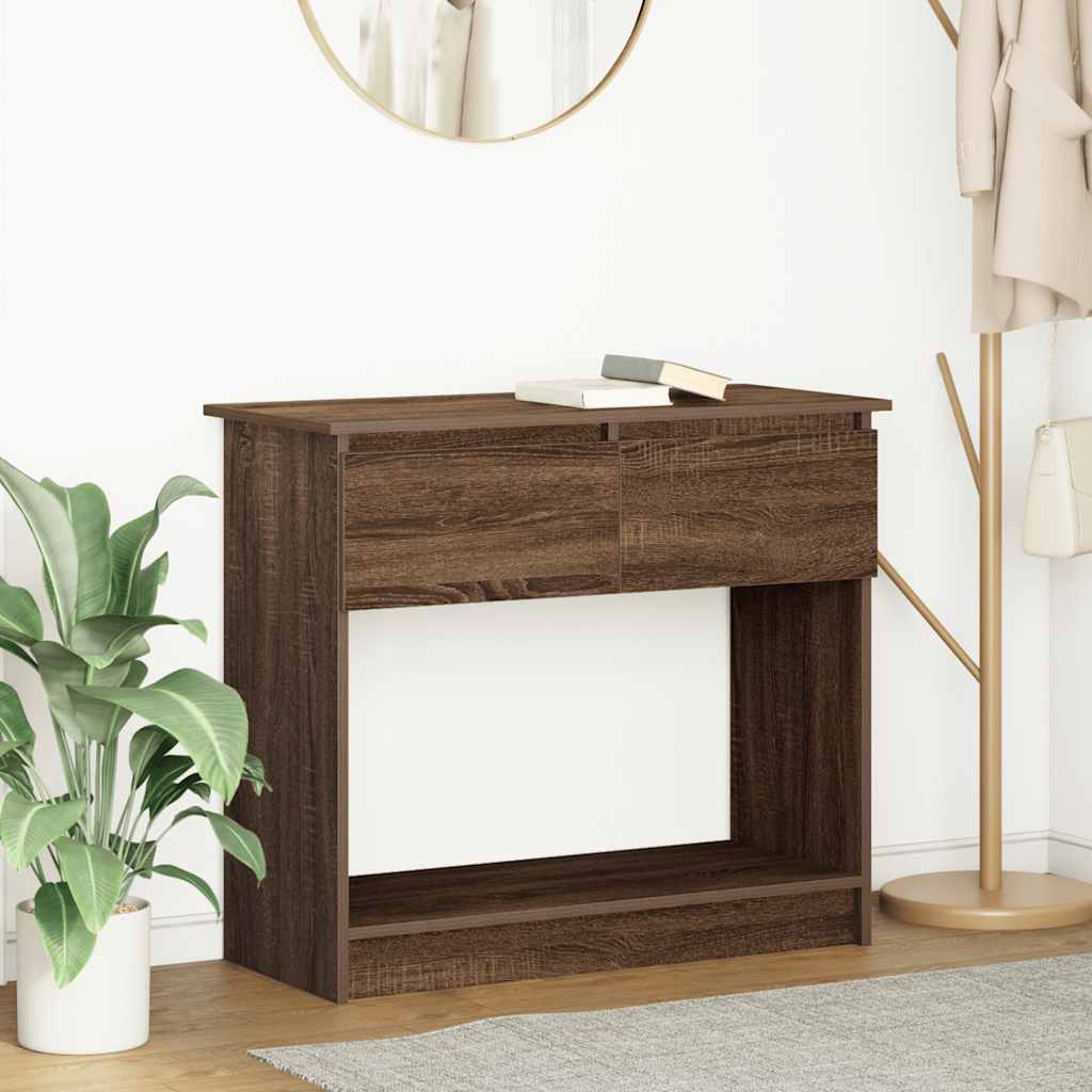 Console Table with Drawers Brown Oak 85.5x38.5x74.5 cm